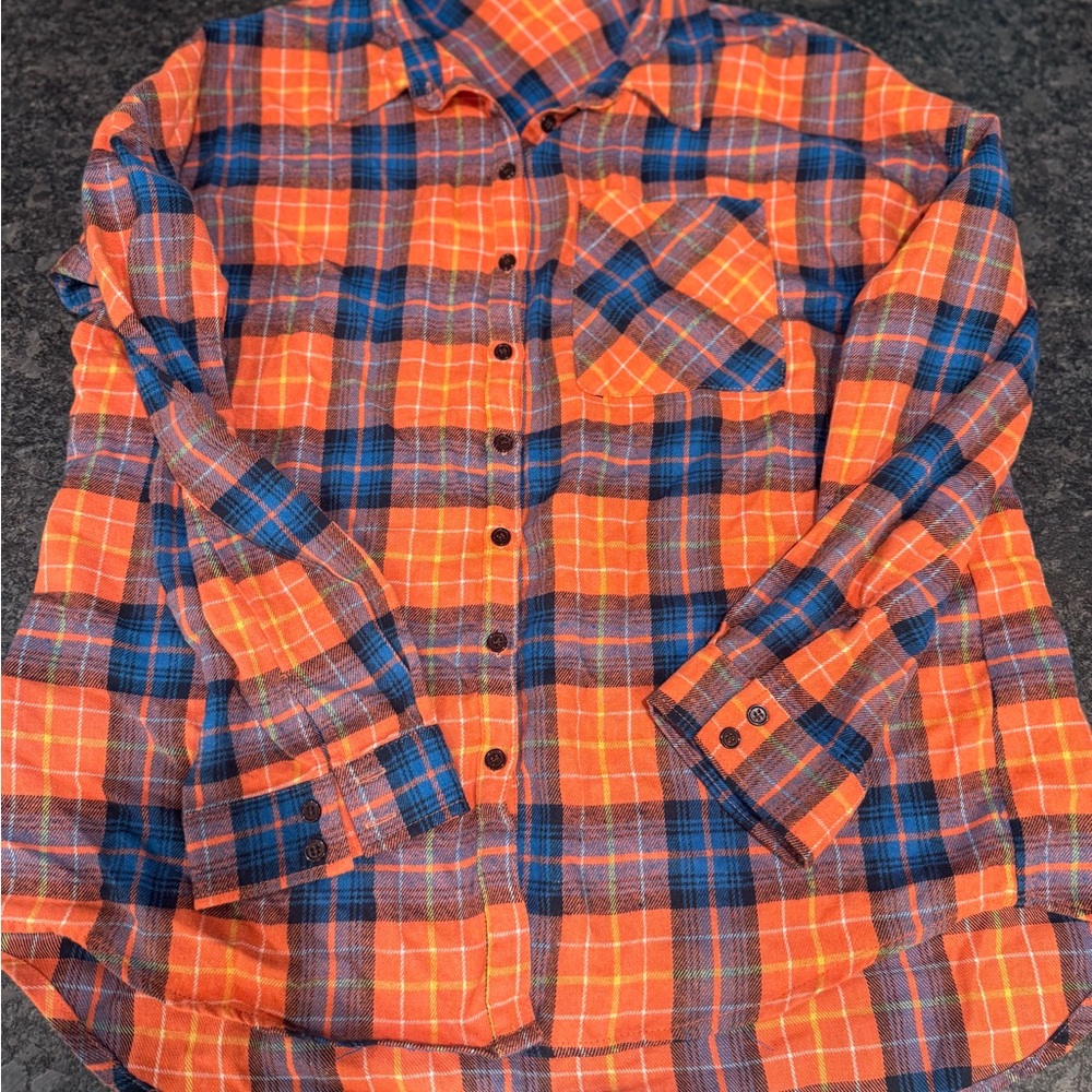 Better Be Vibrant Plaid Shirt in Orange and Blue